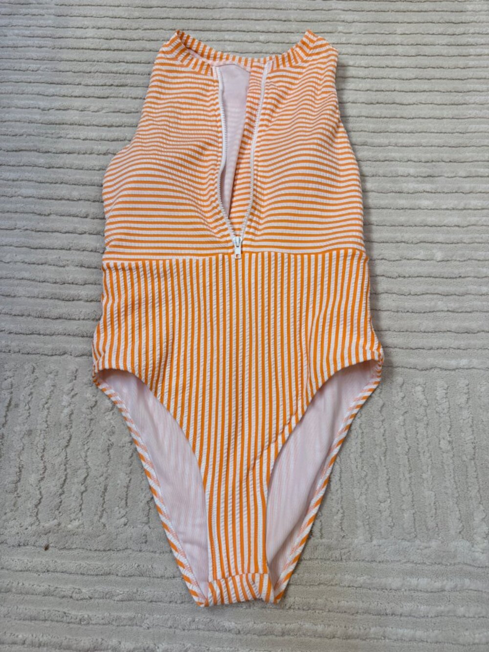 Splendid Orange Stripe One Piece Swimsuit Medium
